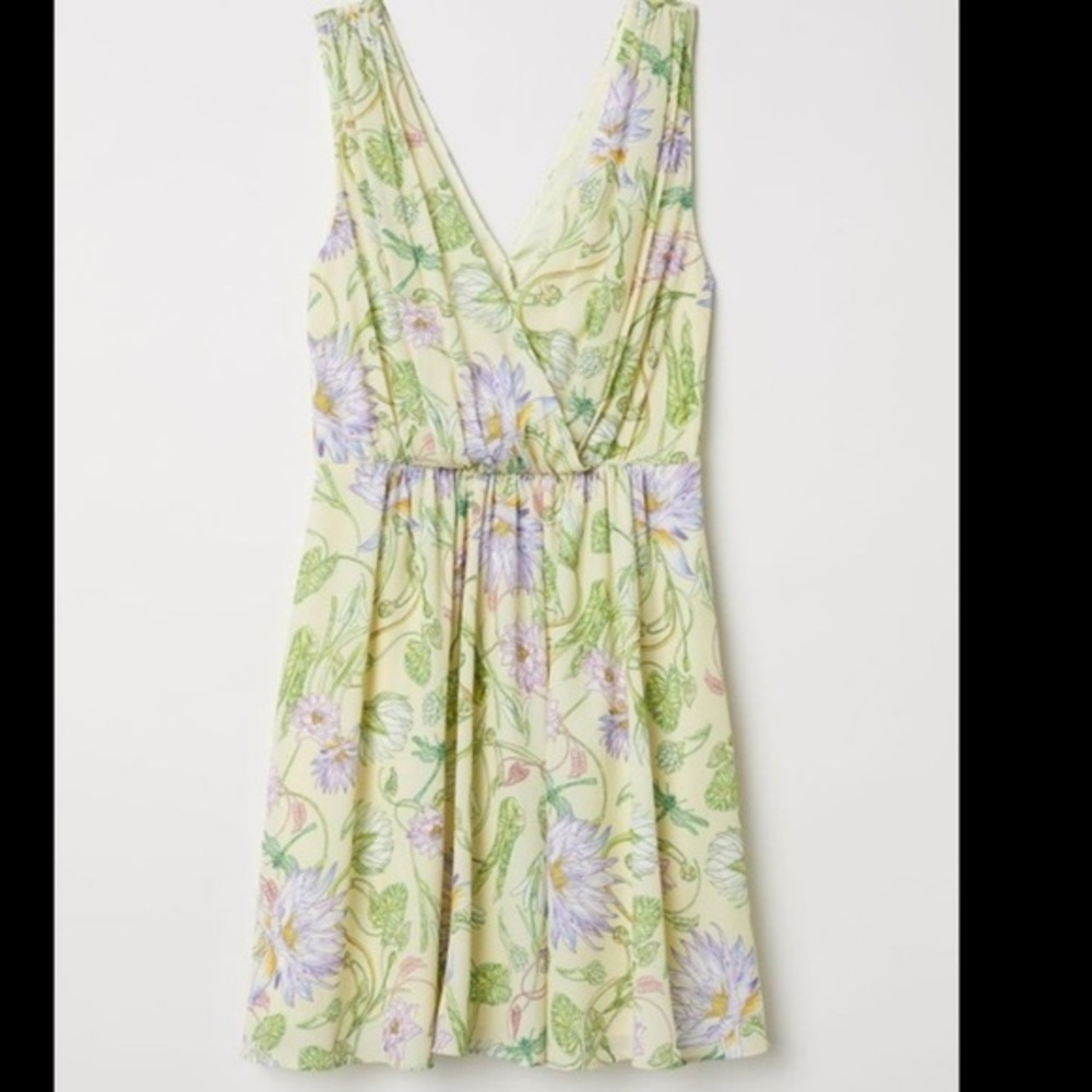 Lotus Flower & Dragonfly Yellow Mini Dress Size 10, Whimsical Cottagecore
